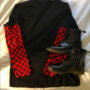 E-boy E-girl skater shirt checkered sleeves